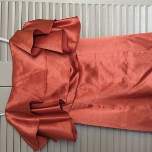 Lulus Strapless Rust Orange Formal Dress with Slit